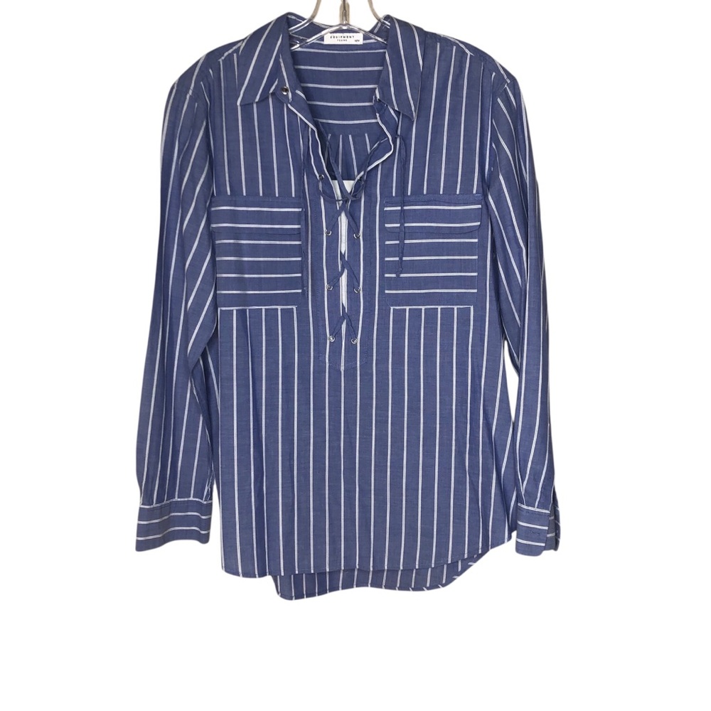 Equipment Femme Knox Striped Blouse Medium Coastal Nautical Lightweight Cotton
